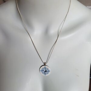 Elegant Silver Compass Pendant Necklace
